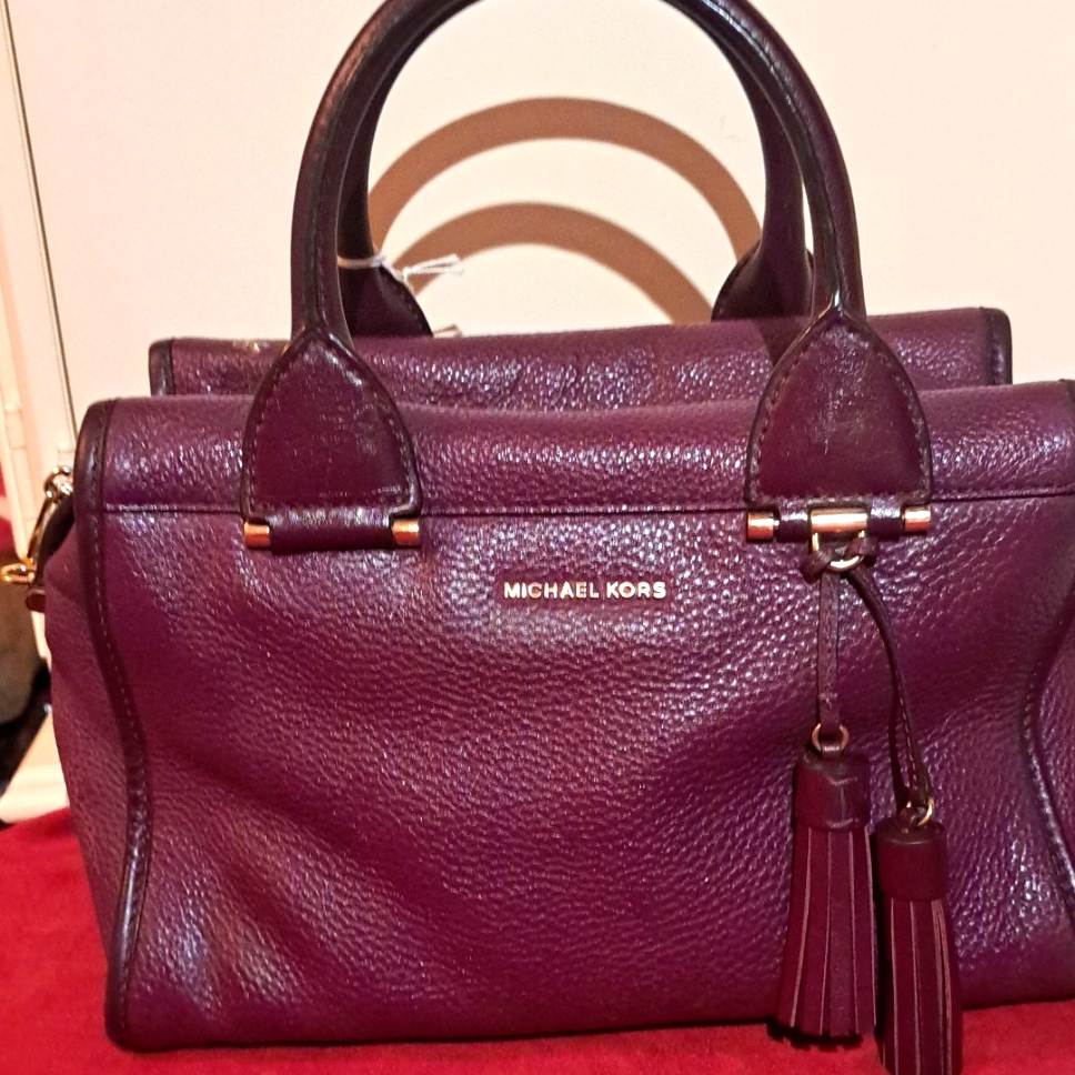 Michael Kors Soft Pebble Burgundy Leather Satchel Bag Excellent Condition